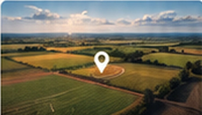 Aerial view of farmland marked for a Land Vastu assessment